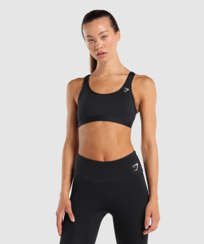 Black Gymshark Scoop Neck Training Women's Sports Bra | US-10HSJTY