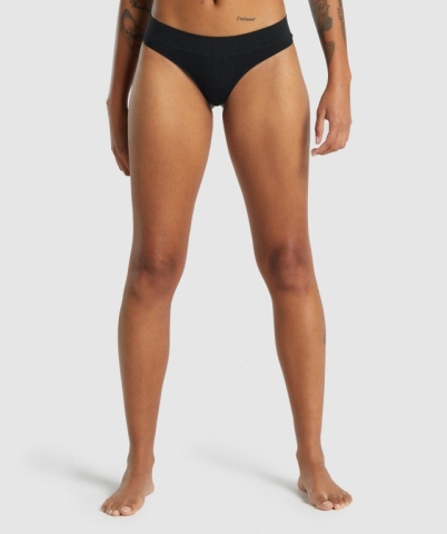 Black Gymshark Seamless Low Rise Thong Women's Underwear | US-30JAVPQ