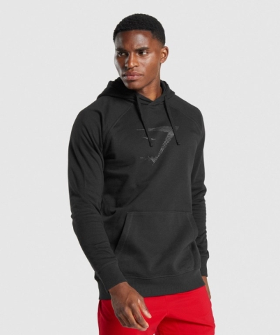 Black Gymshark Sharkhead Infill Men's Hoodies | US-01HROZI