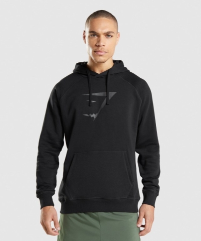 Black Gymshark Sharkhead Infill Men's Hoodies | US-28JXKNH