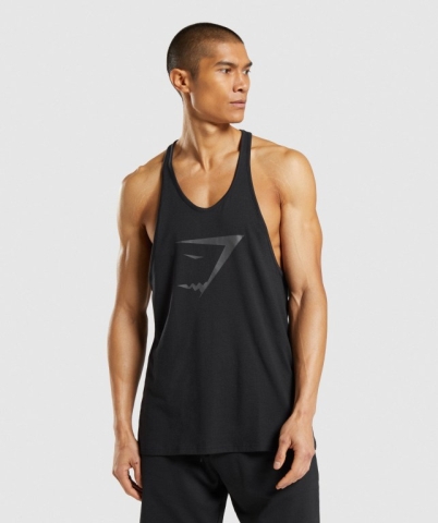 Black Gymshark Sharkhead Infill Men's Tank Tops | US-39UNRKH