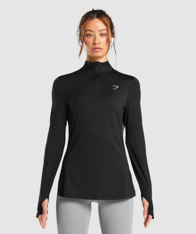 Black Gymshark Speed Zip-Up Women's Hoodies | US-59JLKMD