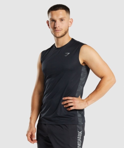 Black Gymshark Sport Men's Tank Tops | US-23WEUMK