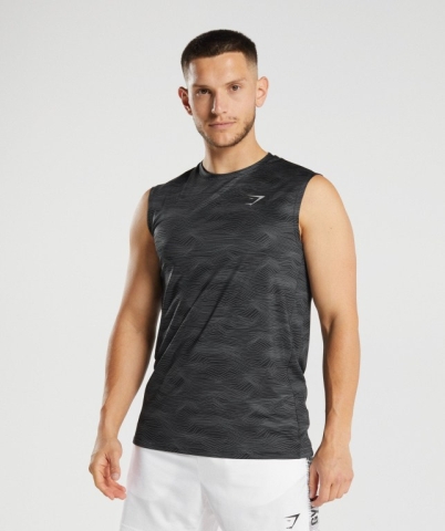 Black Gymshark Sport Men's Tank Tops | US-31POQLM