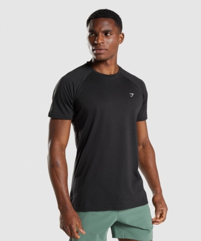 Black Gymshark Studio Men's T Shirts | US-06PBNQI