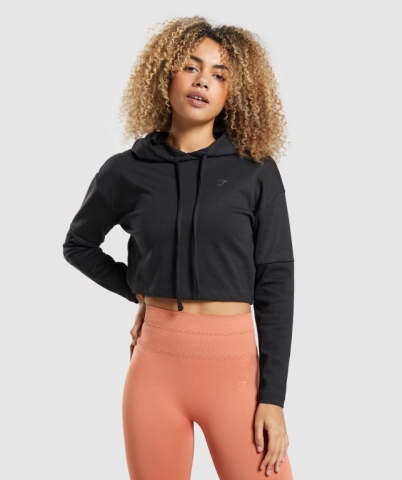 Black Gymshark Studio Warm-Up Women's Hoodies | US-27IGMRK