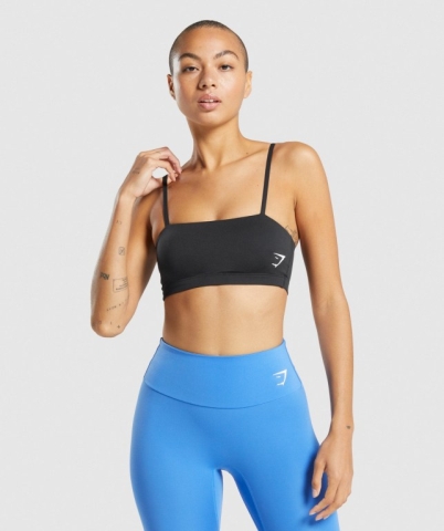 Black Gymshark Training Bandeau Women's Sports Bra | US-40JYVLU