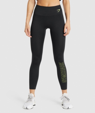 Black Gymshark Training Graphic High Waisted Women's Leggings | US-68EVYTI