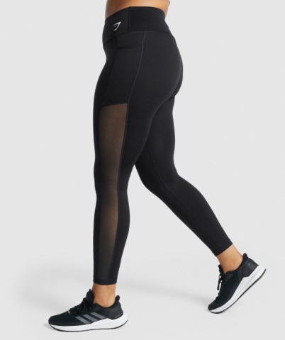 Black Gymshark Training Mesh Pocket High Waisted Women's Leggings | US-46PTXFY