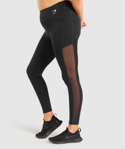 Black Gymshark Training Mesh Pocket High Waisted Women's Leggings | US-96IQBPK