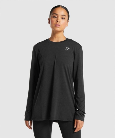 Black Gymshark Training Oversized Women's T Shirts | US-91UCGOZ