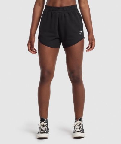 Black Gymshark Training Sweat Women's Shorts | US-82CSQZE