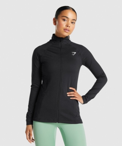 Black Gymshark Training Zip Up Women's Jackets | US-64QIZFB