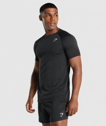 Black Gymshark Vital Light Seamless Men's T Shirts | US-12VOXDG