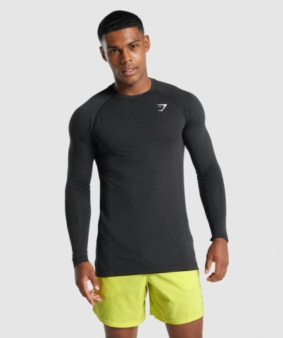 Black Gymshark Vital Light Seamless Men's T Shirts | US-45IUSJO