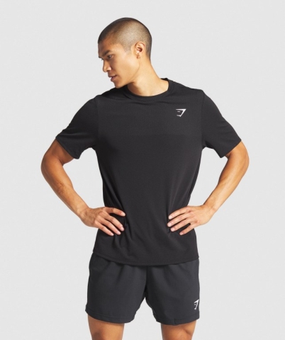 Black Gymshark Vital Men's T Shirts | US-31CNXGM