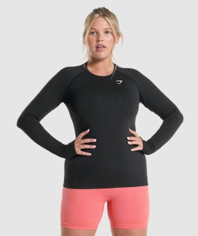 Black Gymshark Vital Seamless 2.0 Top Women's T Shirts | US-75SQGLN