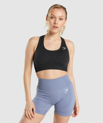 Black Gymshark Vital Seamless 2.0 Women's Sports Bra | US-41TPOYG