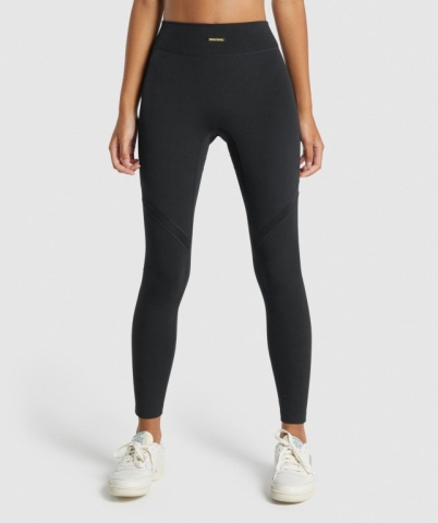 Black Gymshark Whitney Mesh High Waisted Women's Leggings | US-16MHAEG