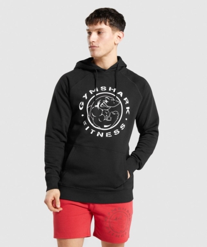 Black / White Gymshark Legacy Men's Hoodies | US-28NWTLU