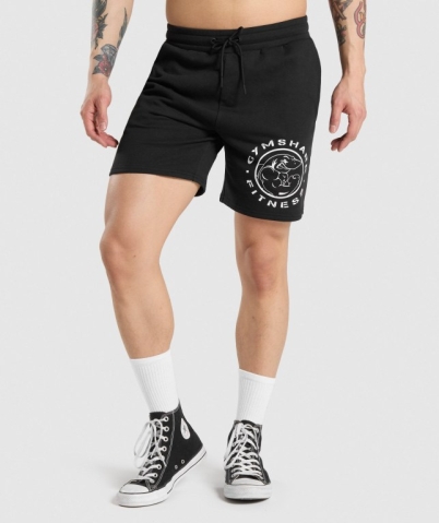 Black / White Gymshark Legacy Men's Shorts | US-76FSIXJ