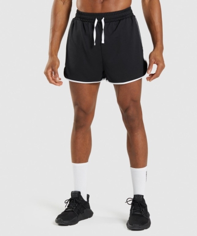 Black / White Gymshark Recess 3" Men's Shorts | US-63BXFPH