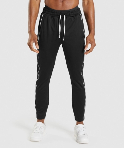 Black / White Gymshark Recess Men's Joggers | US-48QBRLC