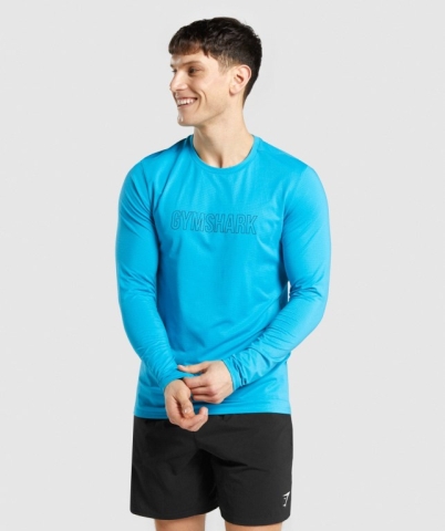 Blue Gymshark Arrival Graphic Men's T Shirts | US-49CREHI