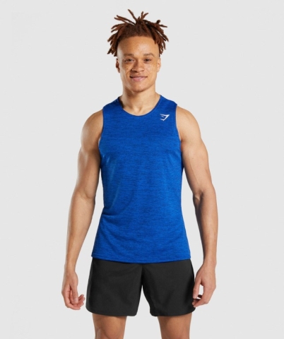 Blue Gymshark Arrival Marl Men's Tank Tops | US-70QOZTB