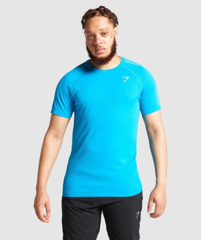 Blue Gymshark Aspect Lightweight Seamless Men's T Shirts | US-08CUTBW