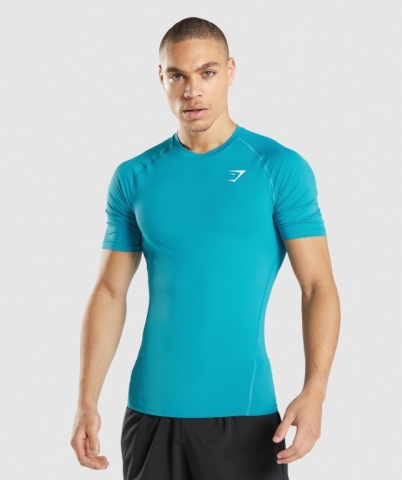 Blue Gymshark Element Baselayer Men's T Shirts | US-60IMJPO