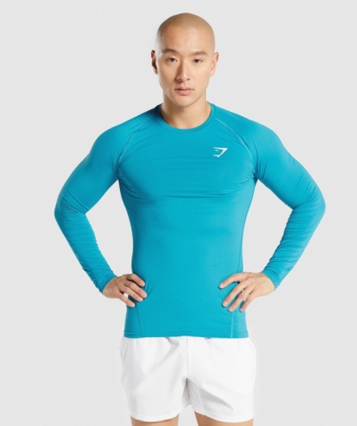 Blue Gymshark Element Baselayer Men's T Shirts | US-79PNTCE