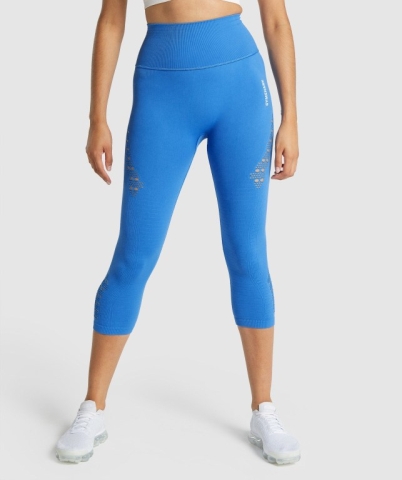 Blue Gymshark Energy Seamless Cropped High Waisted Women's Leggings | US-40SJDXM