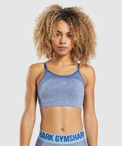 Blue Gymshark Flex Strappy Women's Sports Bra | US-46NQVKJ