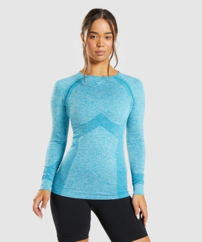 Blue Gymshark Flex Top Women's T Shirts | US-26JTMEK