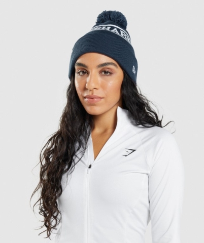 Blue Gymshark New Era Tab Beanie Men's Headwear | US-27JZFXA