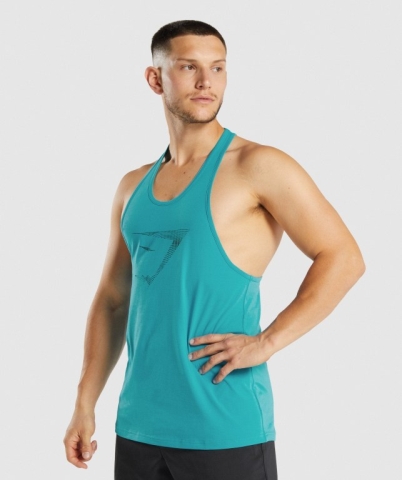 Blue Gymshark Sharkhead Infill Men's Tank Tops | US-96NUHZK