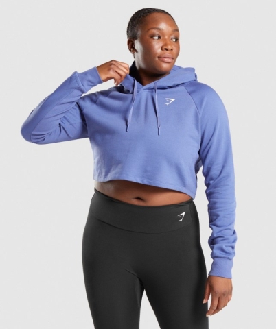 Blue Gymshark Training Cropped Women's Hoodies | US-18XYMWP