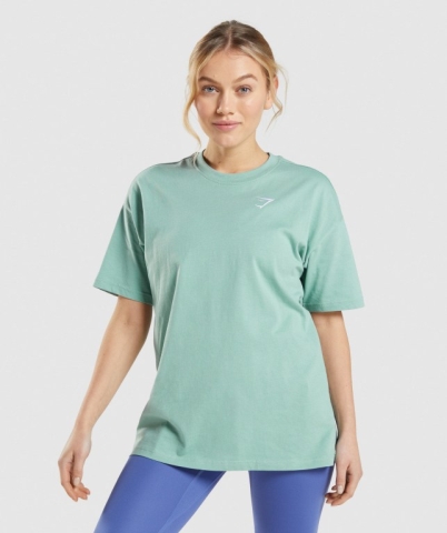 Blue Gymshark Training Oversized Women's T Shirts | US-64WLJKR