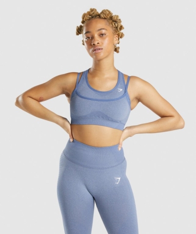 Blue Gymshark Vital Rise Seamless Women's Sports Bra | US-67PLXBH