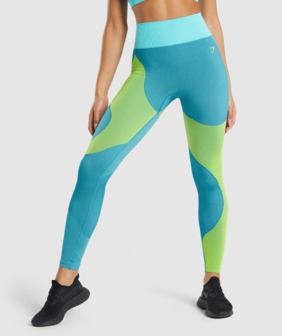 Blue Gymshark WTFlex Seamless High Waisted Women's Leggings | US-68ODFLQ