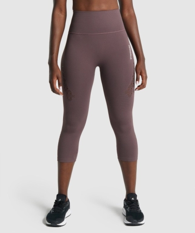 Brown Gymshark Energy Seamless Cropped High Waisted Women's Leggings | US-69TXWYS