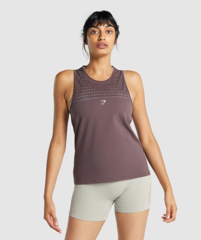 Brown Gymshark Energy Seamless Loose Women's Tank Tops | US-85JRCSV