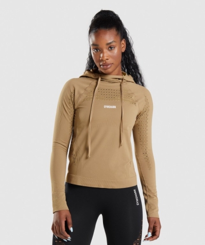 Brown Gymshark Energy Seamless Women's Hoodies | US-18RBJLI