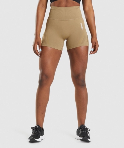 Brown Gymshark Energy Seamless Women's Shorts | US-87FCARY