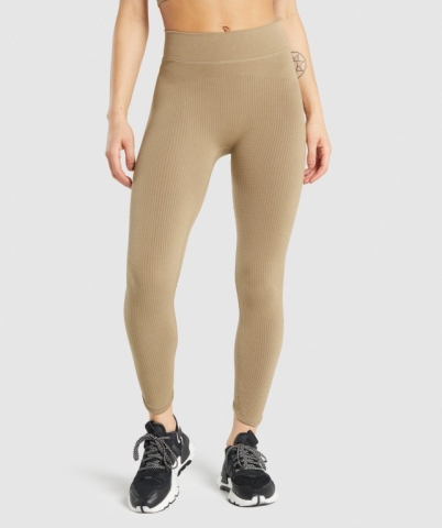 Brown Gymshark Pause Seamless High Waisted Women's Leggings | US-37RIPYD