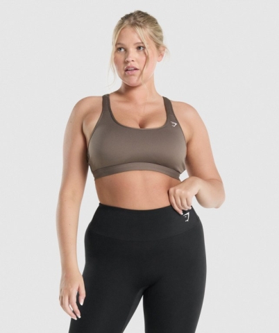 Brown Gymshark Scoop Neck Training Women's Sports Bra | US-15AGYTE