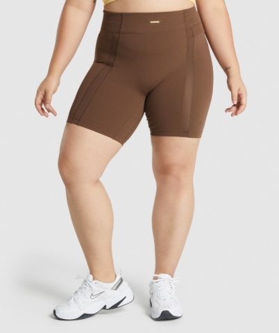 Brown Gymshark Whitney Mesh Women's Shorts | US-13AXWMQ