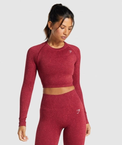 Burgundy Gymshark Adapt Fleck Seamless Crop Top Women's T Shirts | US-08TVWEP