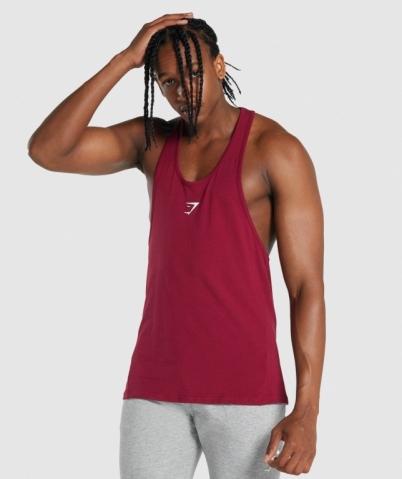 Burgundy Gymshark Critical 2.0 Men's Tank Tops | US-52LHFKG